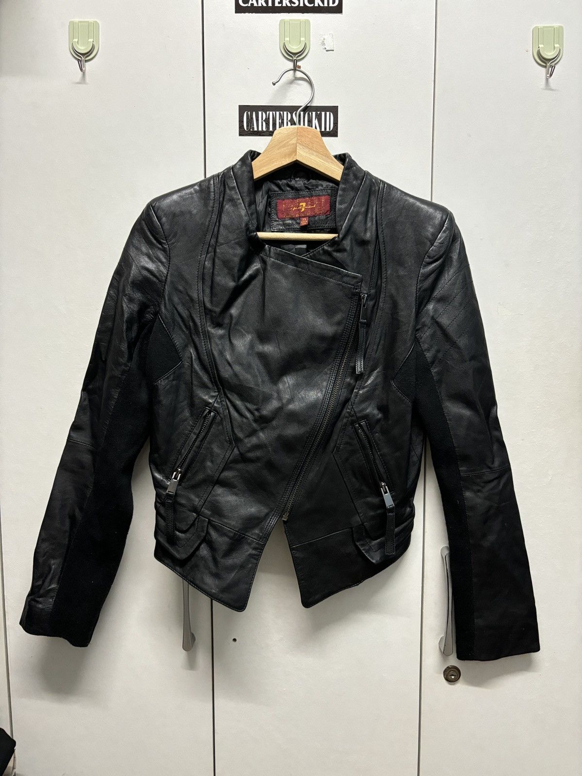 7 For All Mankind 7 for All Mankind Asymmetrical Leather Jacket Size XS / US 0-2 / IT 36-38 - 1 Thumbnail