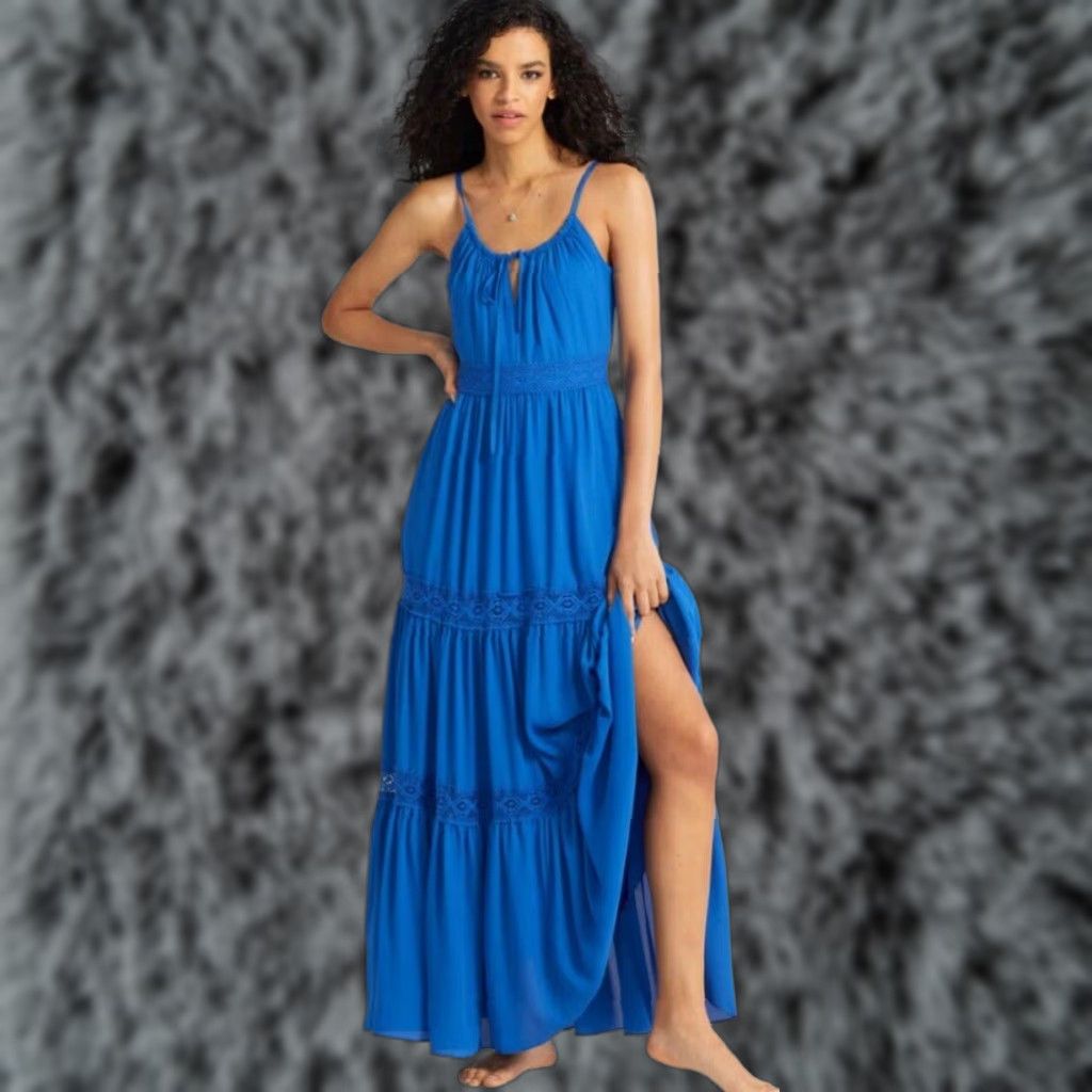 VINTAGE Gabrielle Union Maxi Dress Women's XL Sleeveless Tiered