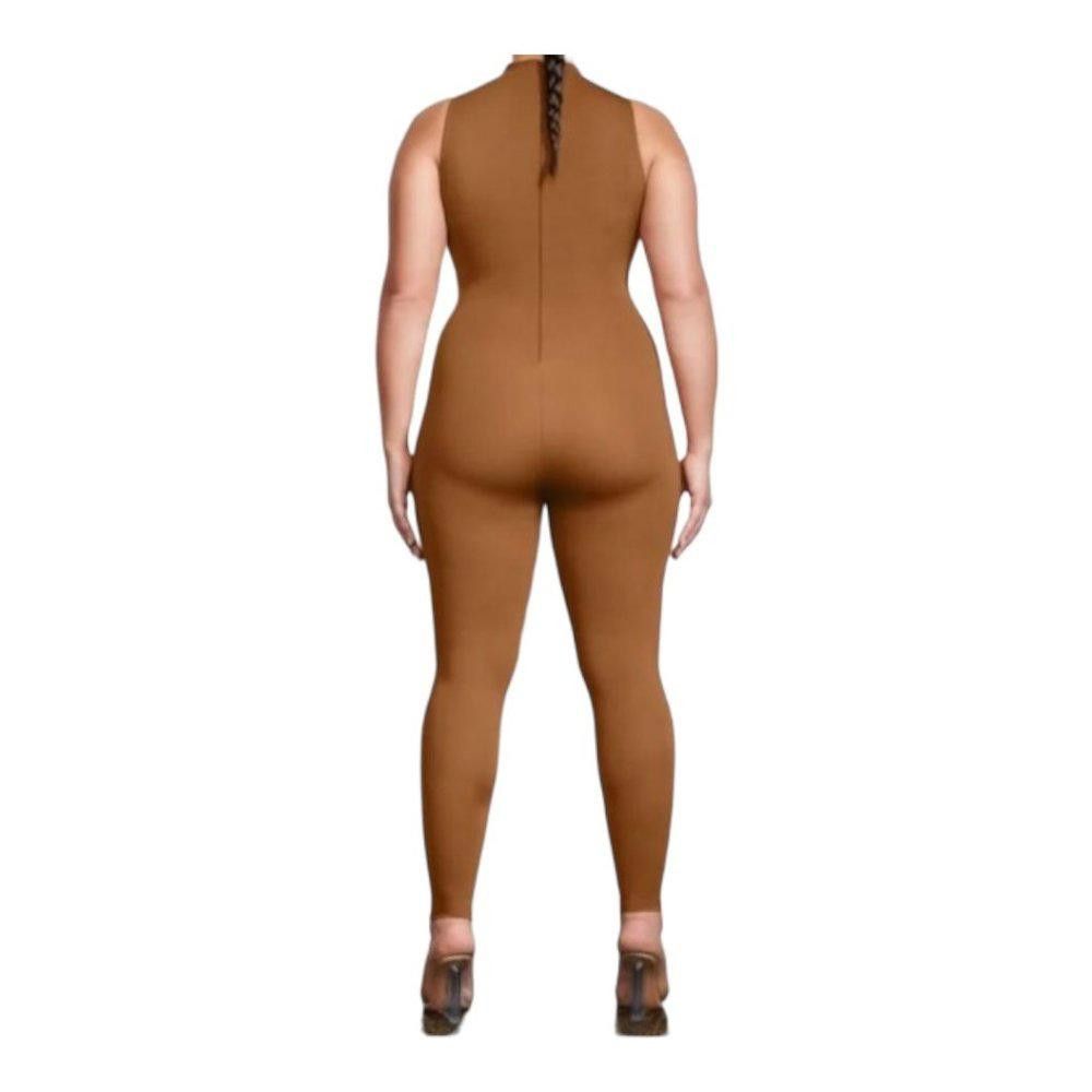 Designer CT161 NWT Skims Sleeveless Mock Neck Catsuit Caramel 4X Size 30" / US 8 / IT 44 - 2 Thumbnail