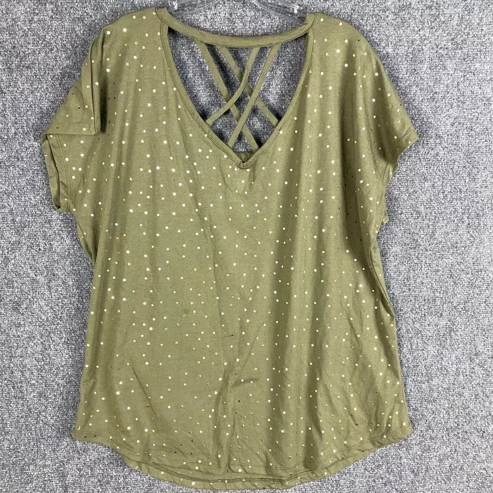 Other Lane Bryant Blouse Women's 14/16 Short Sleeve Polka Dots Size XL / US 12-14 / IT 48-50 - 6 Thumbnail