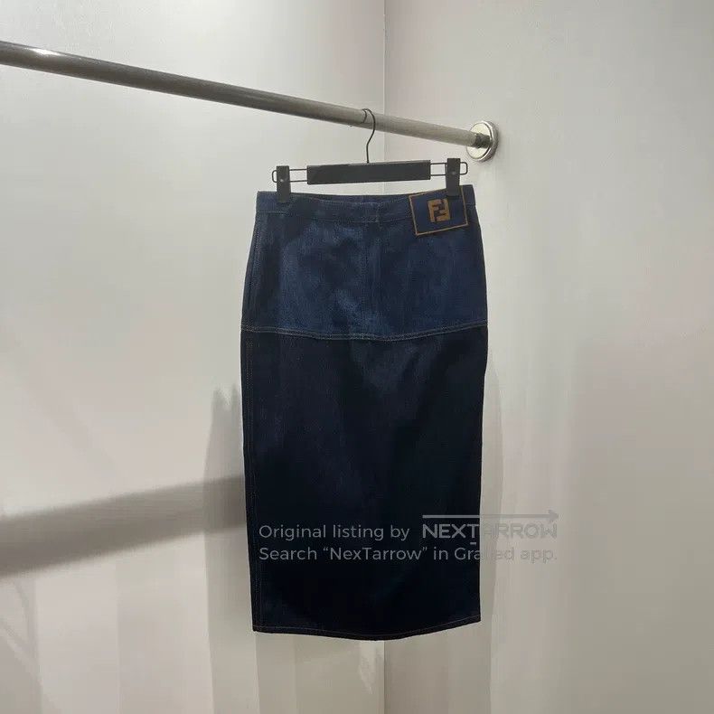 Fendi Fendi Color-Blocked High-Waist Logo Denim Long Skirt Size 25" / US 0 / IT 36 - 2 Thumbnail