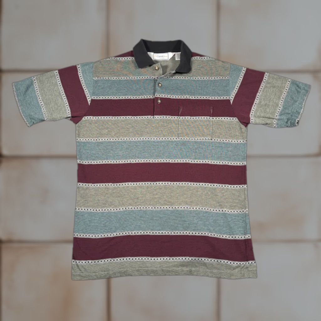 Vintage VINTAGE Classics by Palmland Polo Shirt Adult M Gray Striped Golf 90s Mens Size US M / EU 48-50 / 2 - 1 Thumbnail
