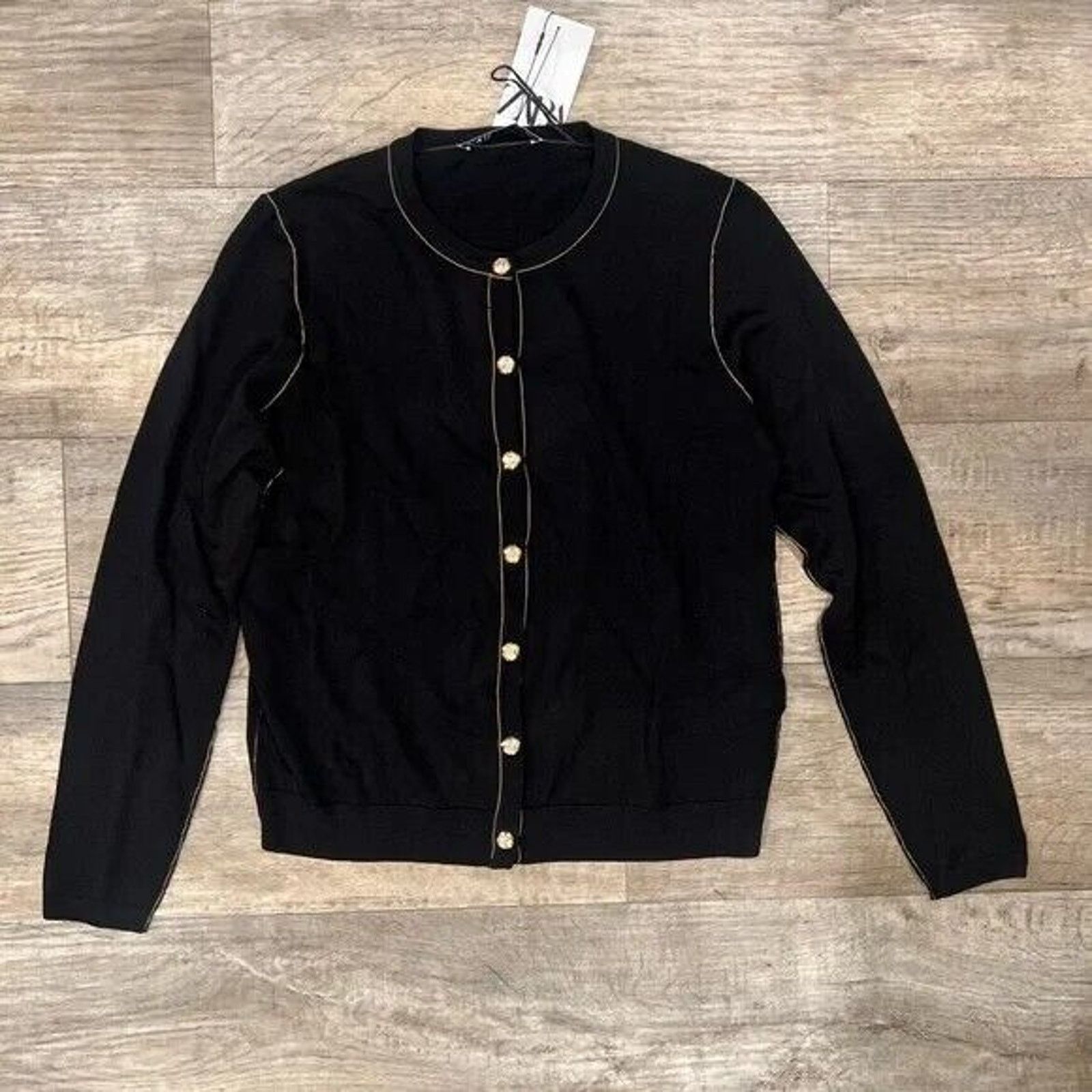Zara ZARA Black Knit Cardigan Size L / US 10 / IT 46 - 11 Thumbnail