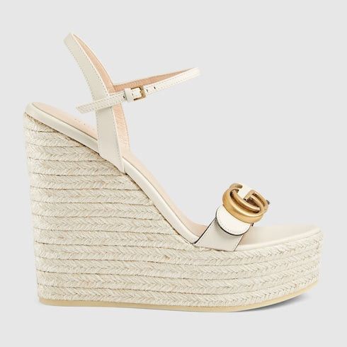 Gucci Gucci GG Leather Espadrille Wedges SIZE 41 Size ONE SIZE - 1 Thumbnail