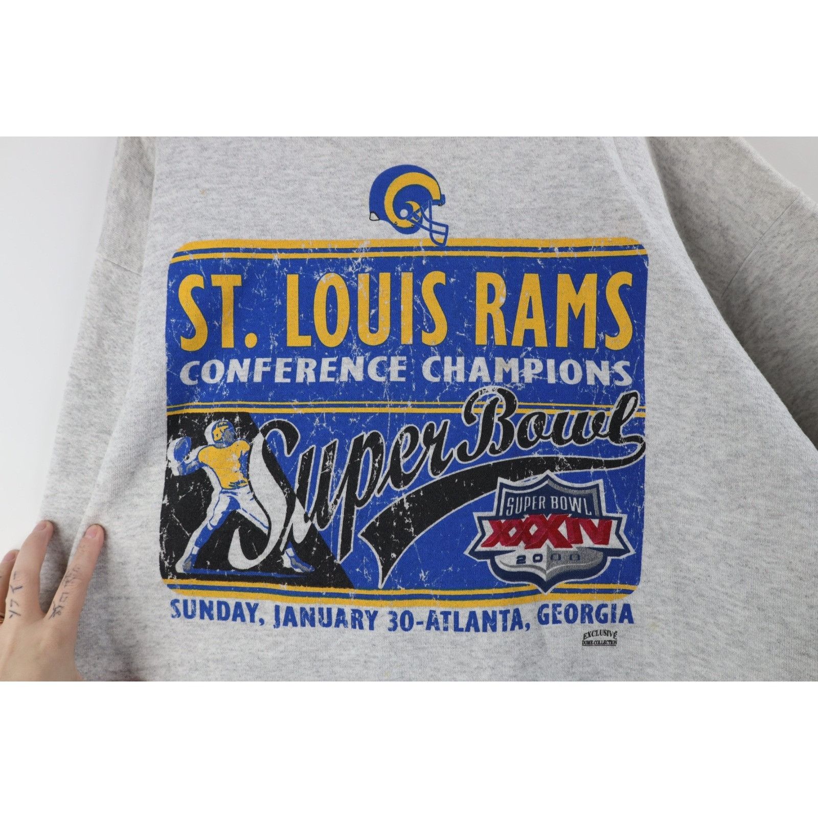 Vintage Vintage 2000 Super Bowl Champs St Louis Rams Sweatshirt Size US XL / EU 56 / 4 - 4 Thumbnail