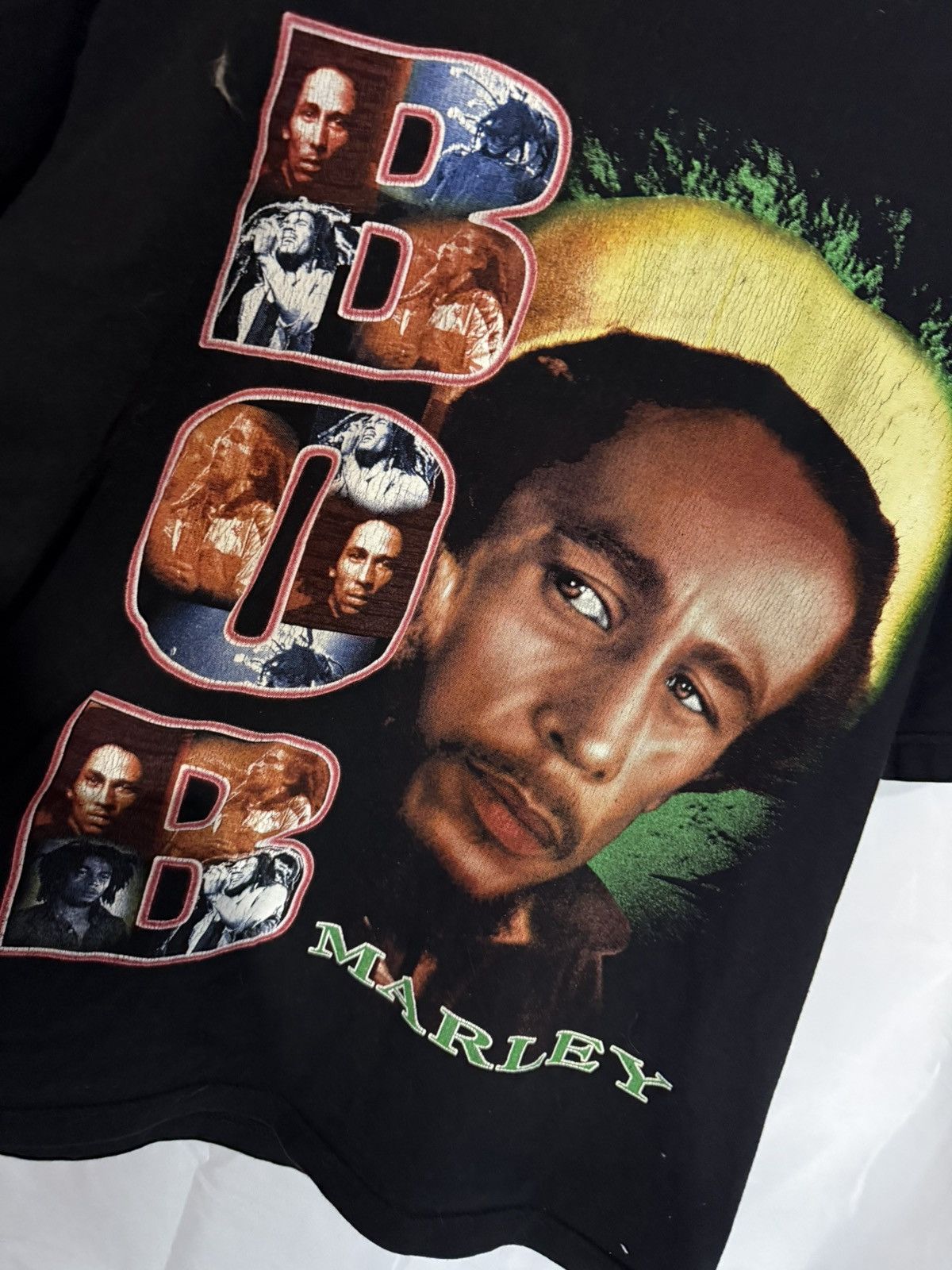 Bob Marley 💨 2001 Bob Marley Portrait Collage Tee Y2K Reggae Hip-Hop Size US L / EU 52-54 / 3 - 3 Thumbnail
