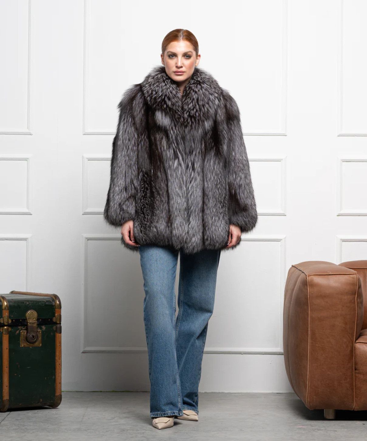 Other Women’s Silver Fox Fur Coat Size L / US 10 / IT 46 - 2 Thumbnail