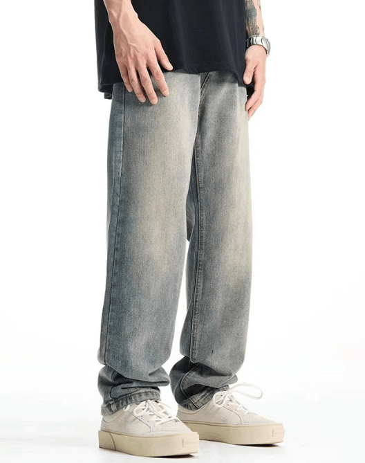 Japanese Brand American casual men's straight loose distressed jeans y2k Size US 32 / EU 48 - 4 Thumbnail