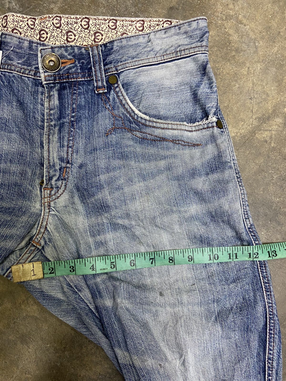 Le Grande Bleu (L.G.B.) 🔥 Vtg Edwin Jeans Blue Trip flare Street fashion distressed Size US 36 / EU 52 - 15 Thumbnail