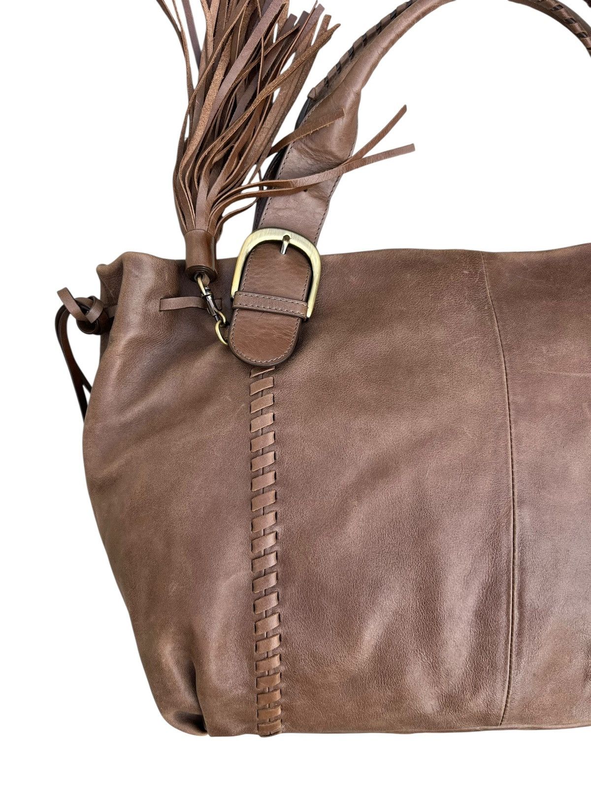 Leather Vintage Sazaby Japan Scratches Patina Leather Shoulder Bag Size ONE SIZE - 12 Thumbnail
