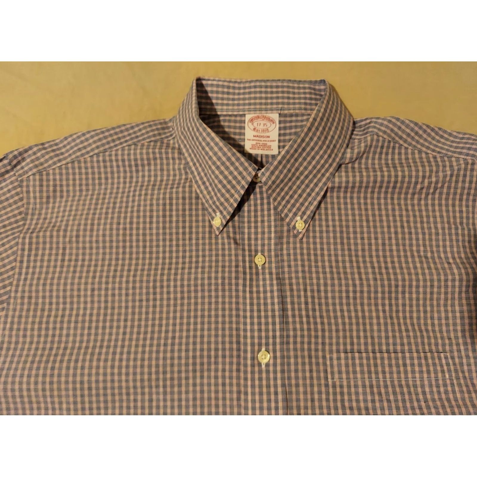 Brooks Brothers Brooks Brothers Dress Shirt 100% Cotton Blue Striped Button-Down Collar Mens 17 35 Regular Long Sleeve Size 46R - 2 Thumbnail