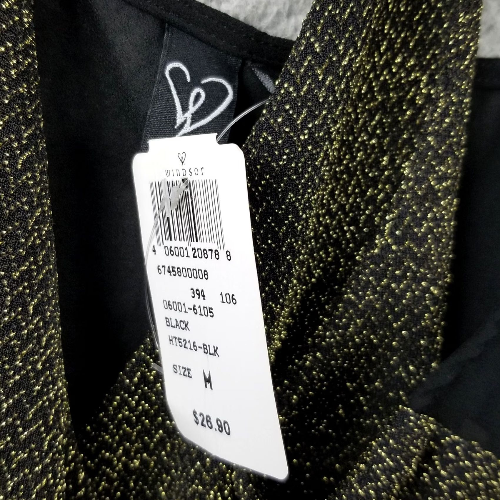 Vintage Windsor Tank Top NWT Medium Black Sheer Back Gold Size M / US 6-8 / IT 42-44 - 2 Thumbnail