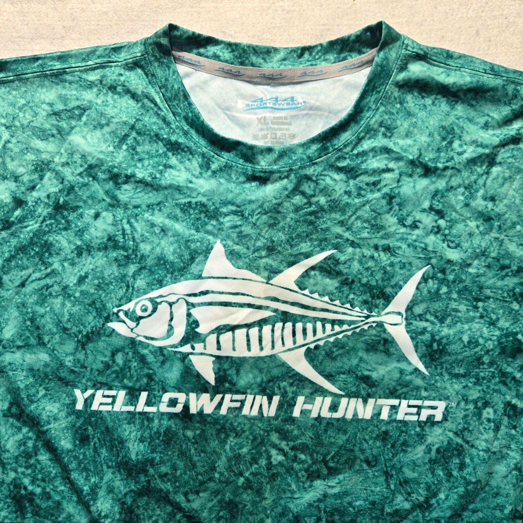 Hunter 444 Sportswear Shirt Adult XL Green Blue Long Sleeve Jersey Logo T-Shirt Modern Athletic 90s Sports Theme Mens Size XL / US 12-14 / IT 48-50 - 2 Thumbnail