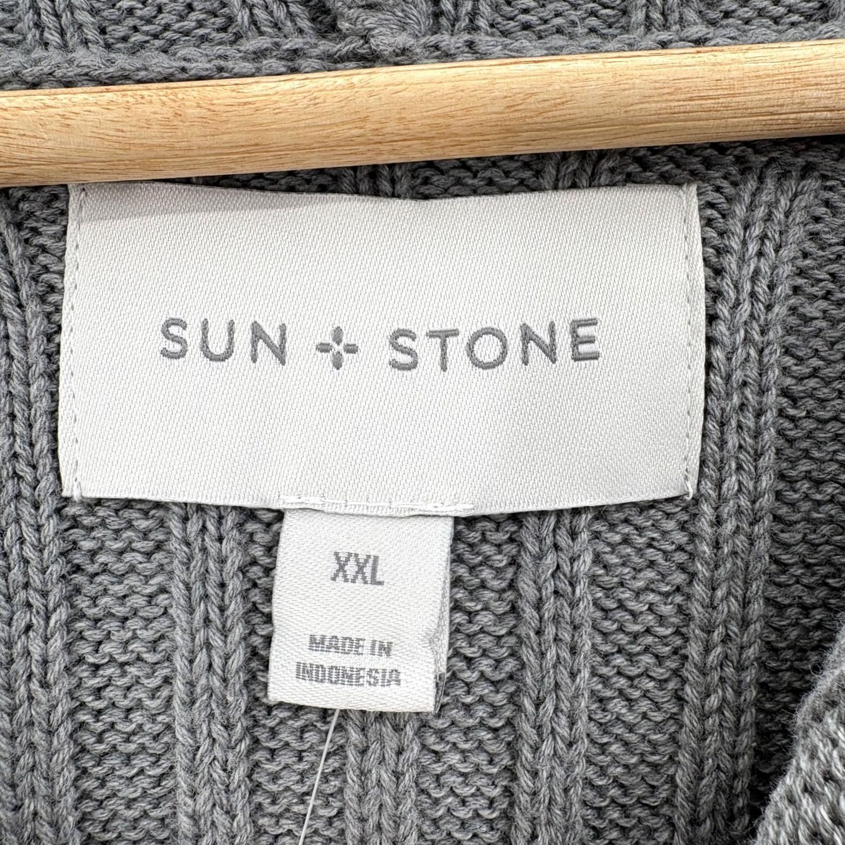 Vintage Sun + Stone Sweater Mens 2XL Gray 100% Cotton Ribbed Knit Hooded Pullover NWT Size US XXL / EU 58 / 5 - 4 Thumbnail