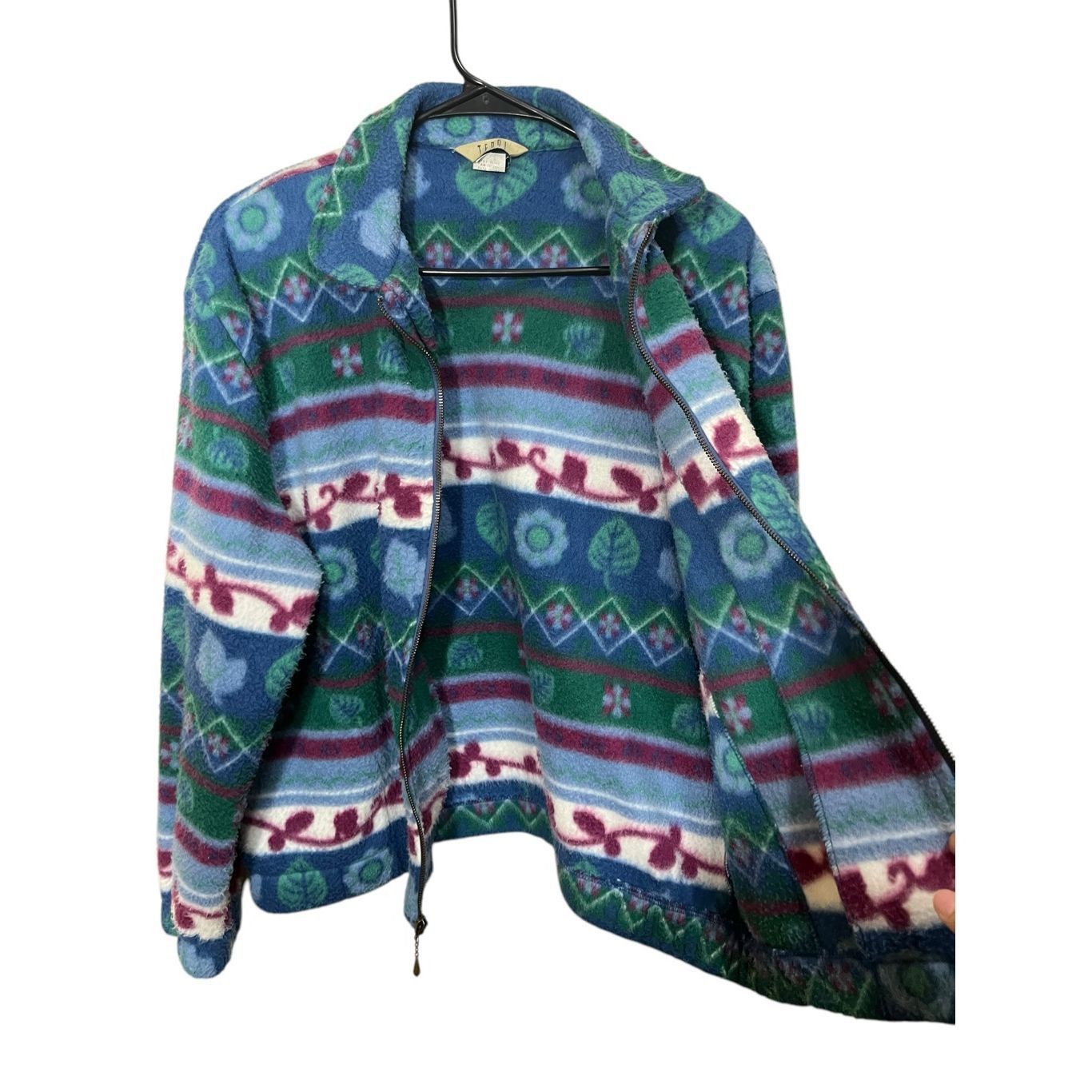 Other Vintage Teddi 90s Plant Print Zip Up Fleece Jacket Size Large Petite Size L / US 10 / IT 46 - 10 Thumbnail