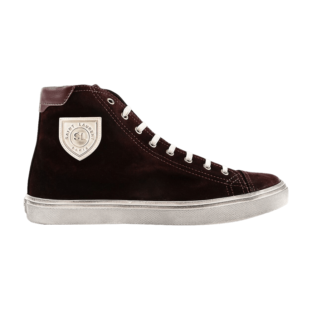 Saint Laurent Paris Bedford SW SL Patch Barolo Red Flat High Top Sneaker 44 11 Size US 11 / EU 44 - 1 Thumbnail