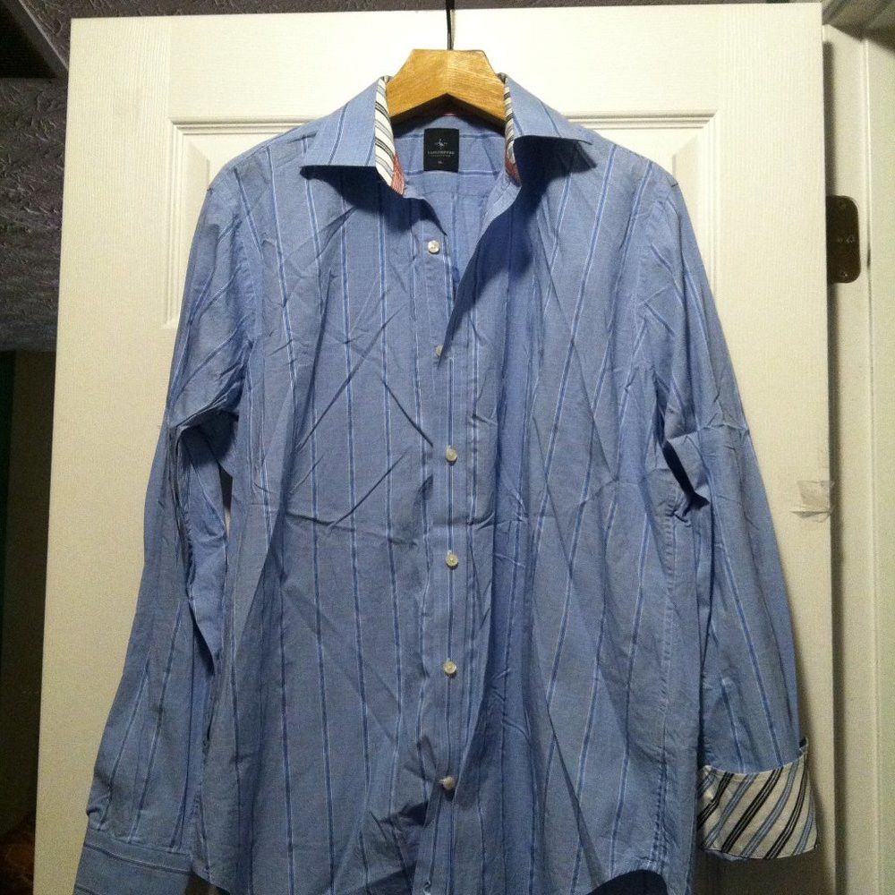 Tailorbyrd TAILORBYRD MEN'S BLUE 100%COTTON CASUAL SHIRT SIZE: XL Size US XL / EU 56 / 4 - 4 Thumbnail