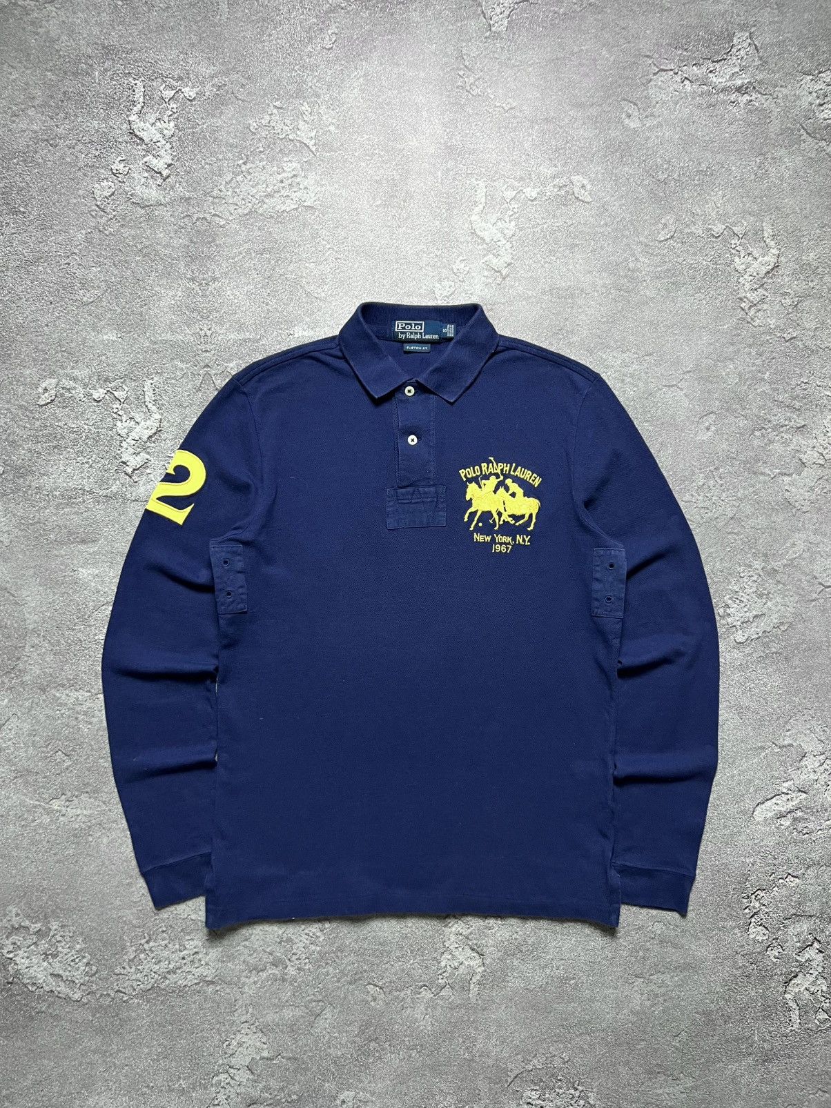 Polo Ralph Lauren 90x Vintage Ralph Lauren Rugby #2 Stripe Big Pony Chief Keef Size US S / EU 44-46 / 1 - 1 Thumbnail