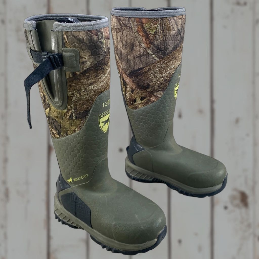 Vintage Irish Setter MudTrek Waterproof Insulated Rubber Boots Camo Hunting Unisex Adults Mens 4 Womens 6 Green Camo Boots Size US 5.5 / IT 35.5 - 1 Thumbnail