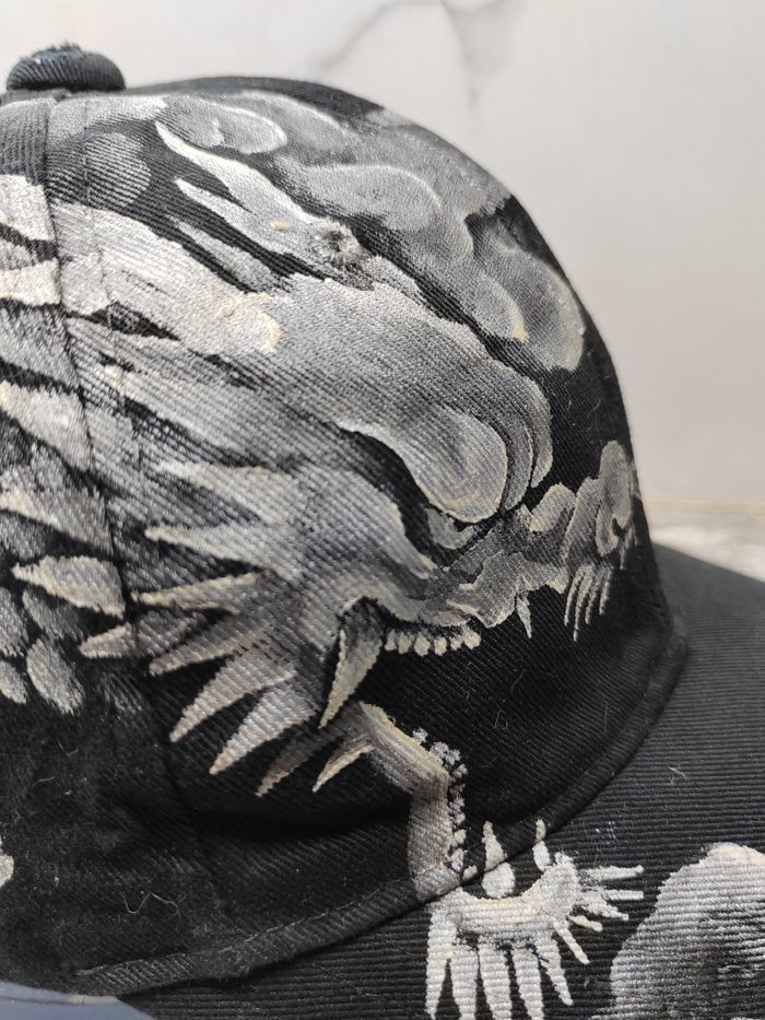 Japanese Brand Vintage Dragon Sukajan Paint Cap Hat Size ONE SIZE - 4 Thumbnail
