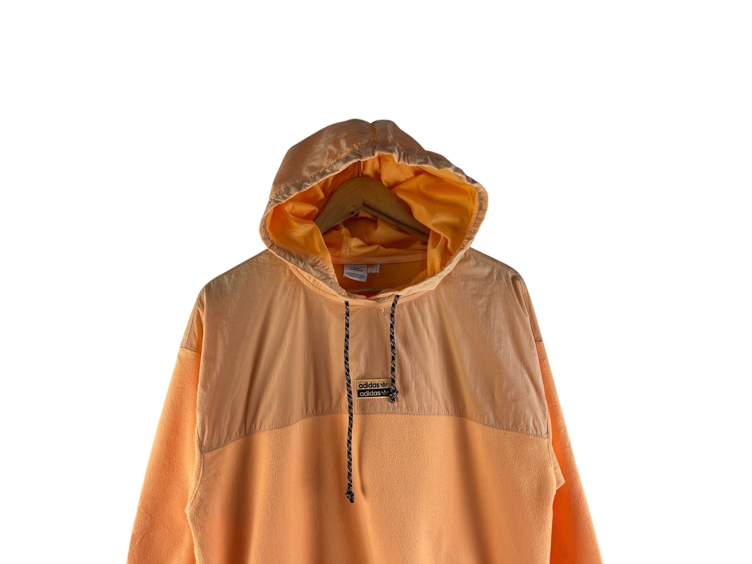 Adidas Adidas Two Tone Fleece Nylon Hoodie Trefoil Pullover Size US XS / EU 42 / 0 - 7 Thumbnail