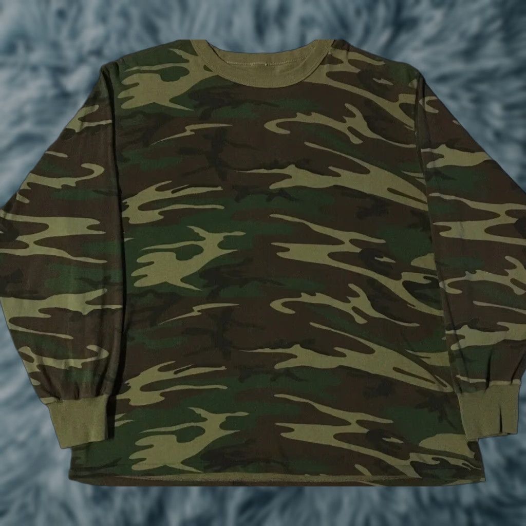 Vintage Vtg 80s Camo Shirt XL USA Faded Army Military Grunge Punk Biker Skate PFU PE 90s Size US XL / EU 56 / 4 - 1 Thumbnail