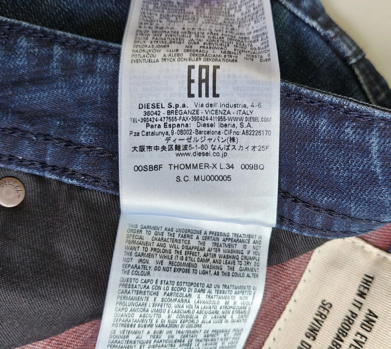 Diesel Diesel THOMMER-X L.34 MENS JEANS SLTP/9521 Size US 36 / EU 52 - 8 Thumbnail