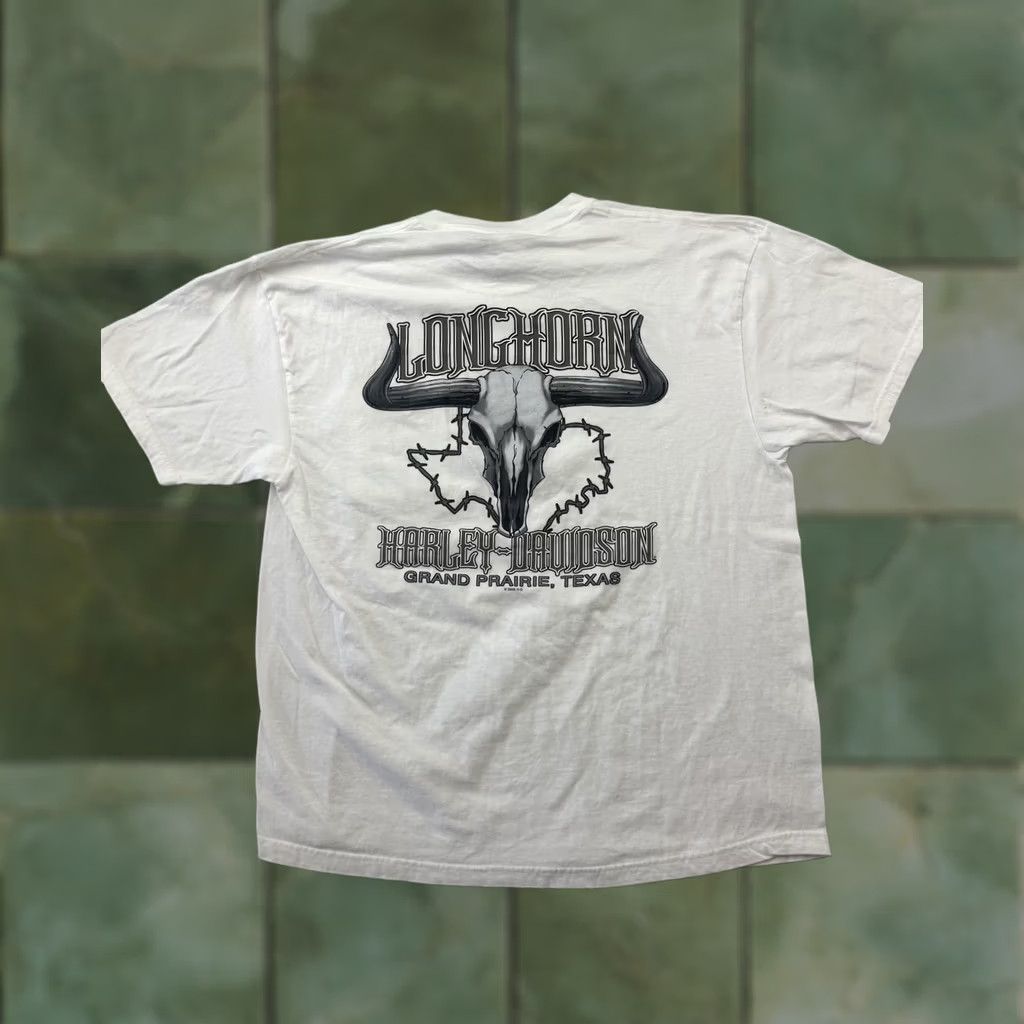 Harley Davidson Harley-Davidson Shirt Mens XL White Longhorn Texas Skull Graphic Tee Biker Size US XL / EU 56 / 4 - 1 Thumbnail