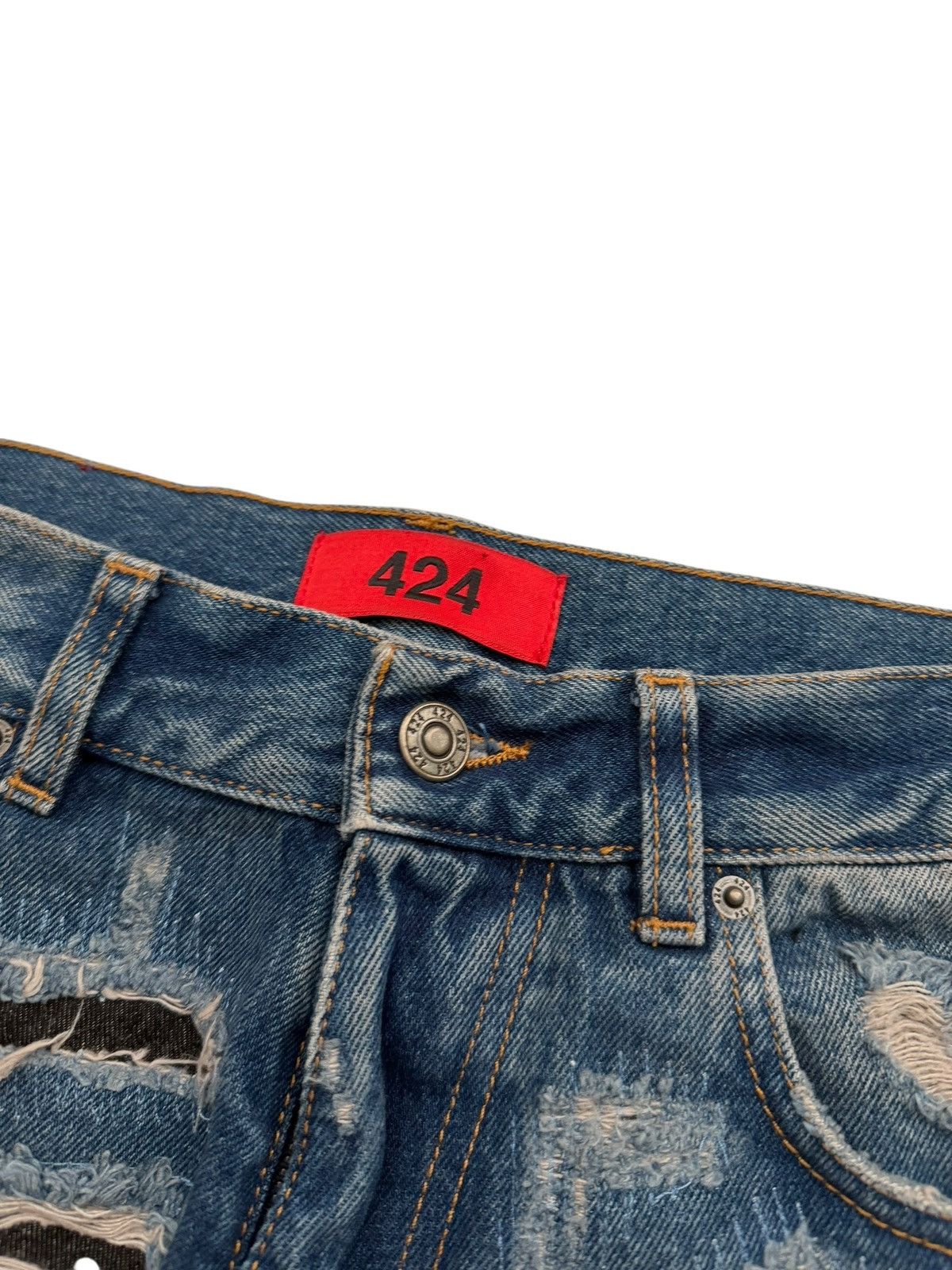 424 2024 Destroyed Distressed Patch Denim Size US 30 / EU 46 - 6 Thumbnail