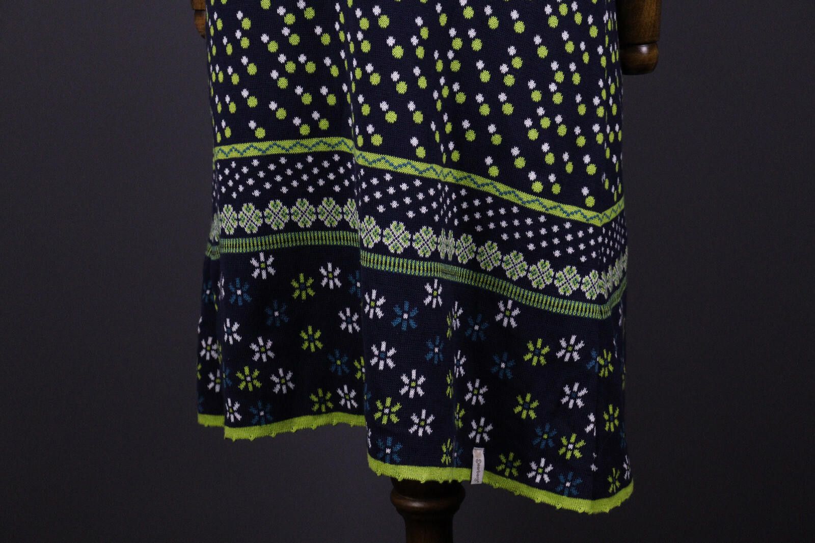 Designer Deerberg by Oska Colorful Green Floral Knit Dress Size L Size L / US 10 / IT 46 - 3 Thumbnail