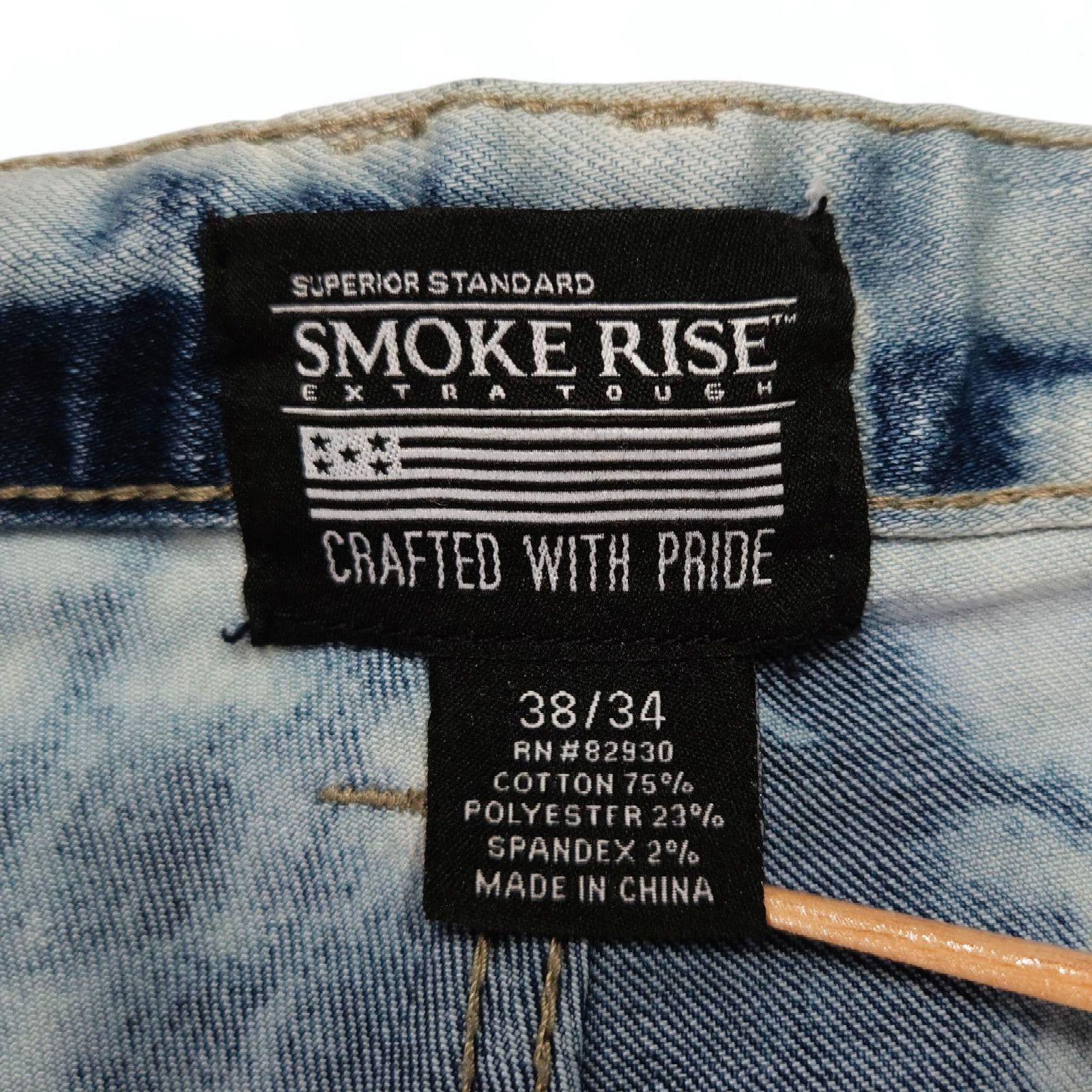 Smoke Rise EUC Smoke Rise Y2K Moto Biker Denim Jeans 38x33 Blue White Size US 38 / EU 54 - 6 Thumbnail