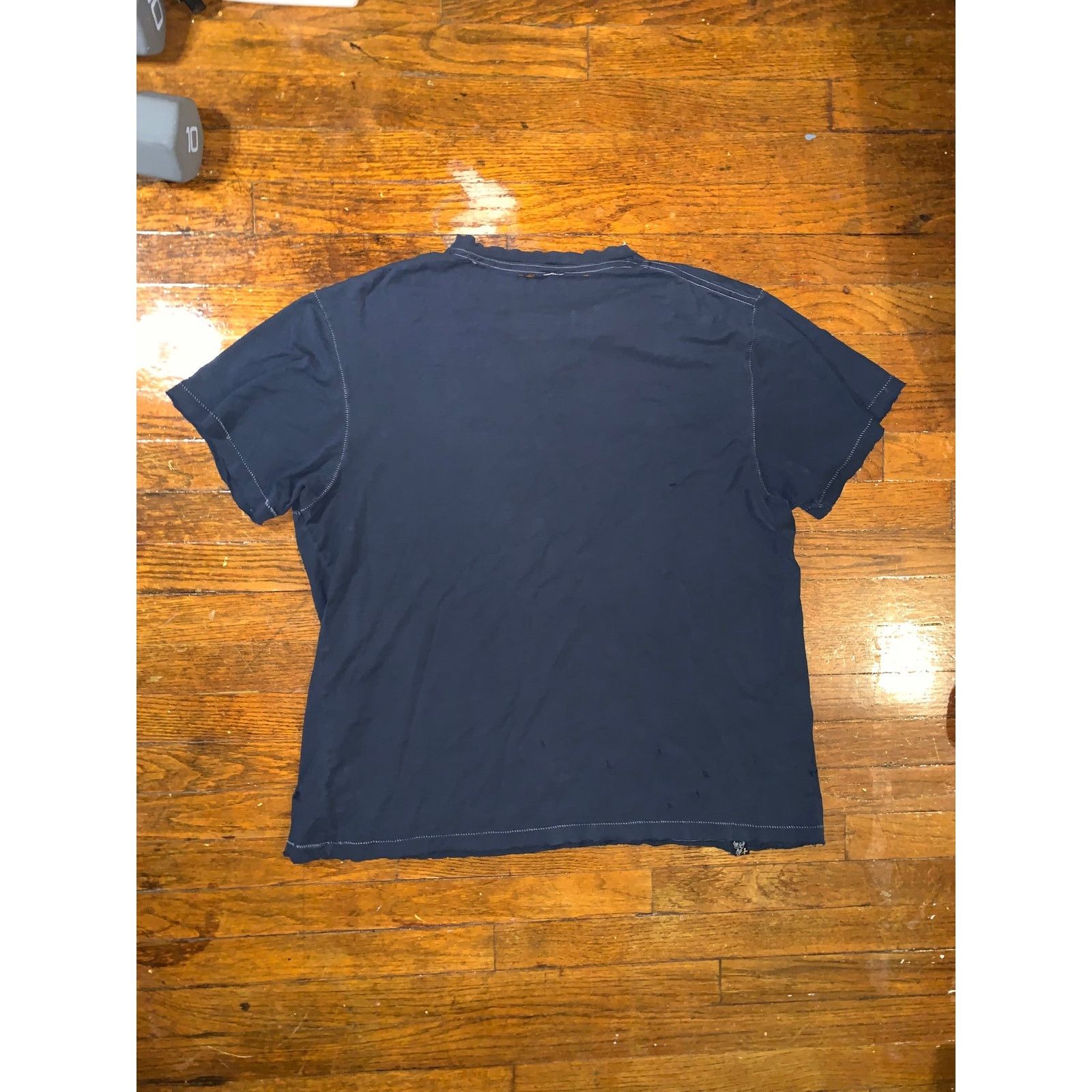 Marc Ecko × Vintage Marc Ecko Cut Sew T Shirt XL Navy Distressed Y2K V Neck Size US XL / EU 56 / 4 - 7 Thumbnail