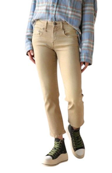 R13 BOY STRAIGHT 27 Khaki Stretch Cropped Jeans 89844 Size 27" / US 4 / IT 40 - 1 Thumbnail