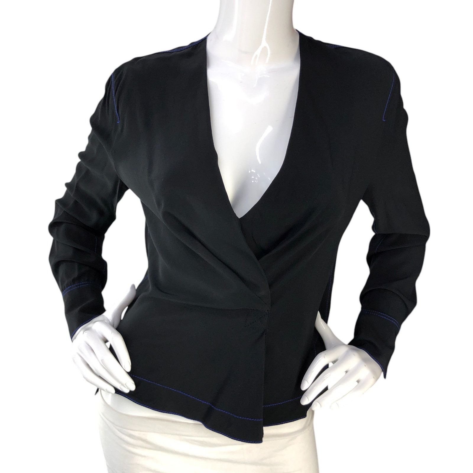 Rag & Bone Rag & Bone Size XS Wrap Top Long Sleeve V Neck Silk Black Size XS / US 0-2 / IT 36-38 - 11 Thumbnail