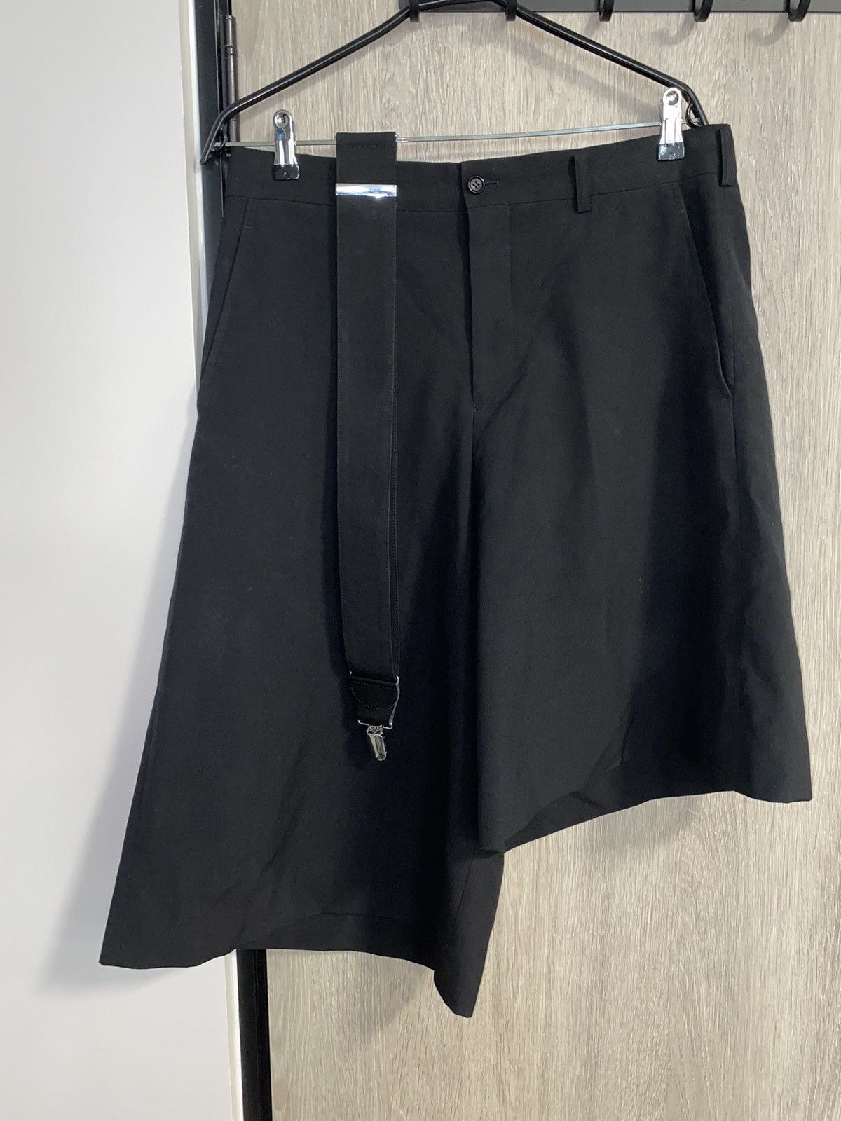 image of Comme Des Garcons Homme Plus 2021 Asymmetrical Shorts in Black, Men's (Size 29)