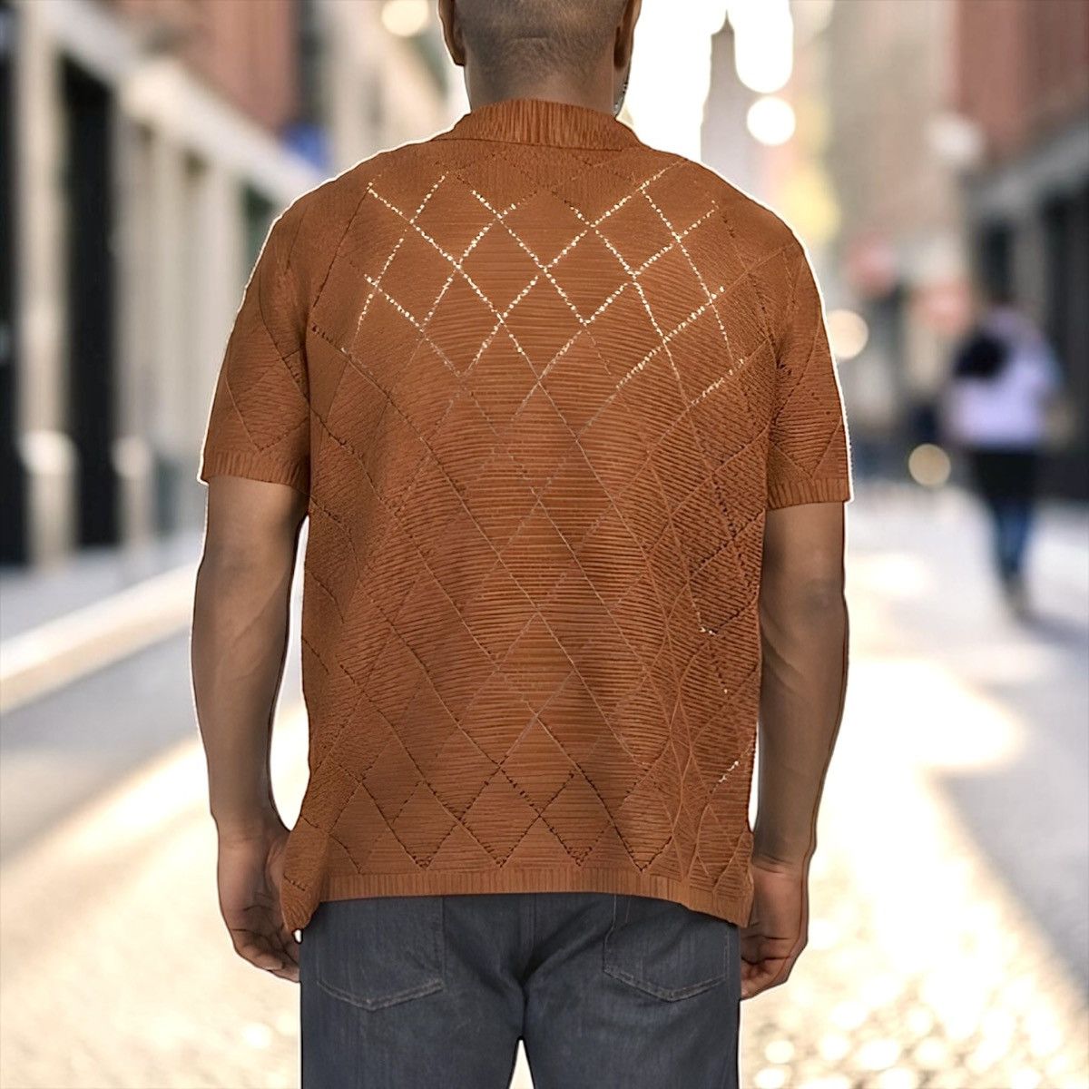Other Sandstone Man’s Rust Pointelle Knit Sweater Sz M Size US M / EU 48-50 / 2 - 2 Thumbnail