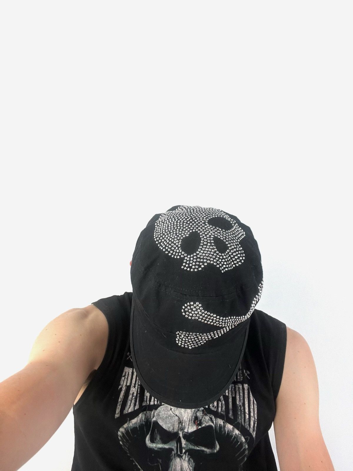 Other ☠️ Skull & Bones y2k army style studded cap hat Size ONE SIZE - 3 Thumbnail