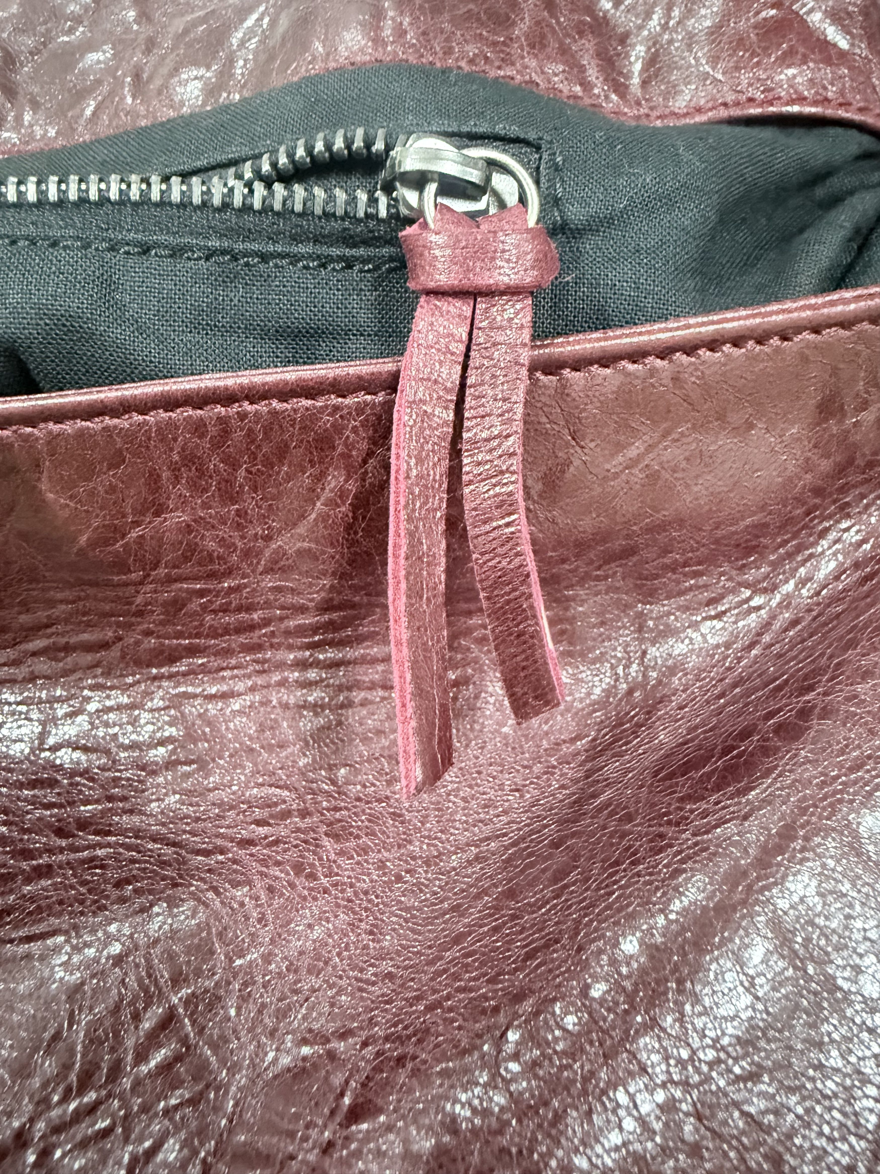 Balenciaga RARE Arena Leather Maroon Folk Bag Size ONE SIZE - 9 Thumbnail