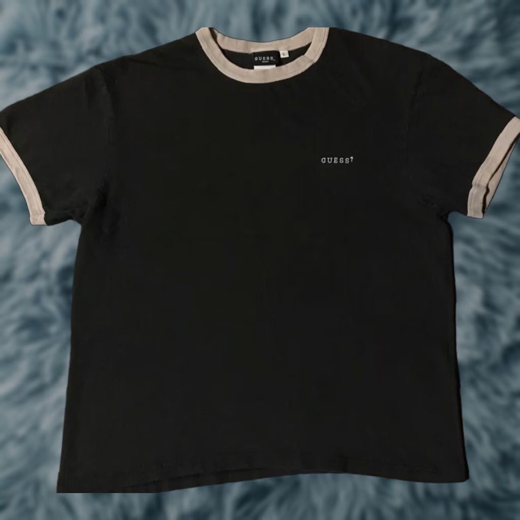 Vintage VINTAGE GUESS Shirt Men S Black 90s USA Distressed Faded Spellout Ringer 80s 90s Grunge Rock Surf Skate ASAP Size US S / EU 44-46 / 1 - 1 Thumbnail