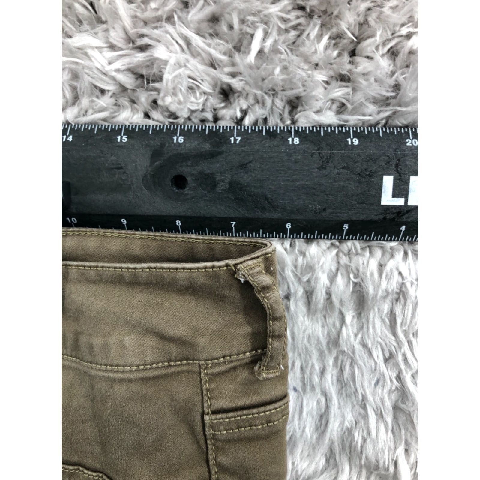 Vintage Maurices Skinny Pants Size 16 Short Womens Beige Green Knit Stretch Pockets Flat Front Regular Ankle Mid Rise Size 38" / US 16 / IT 52 - 2 Thumbnail