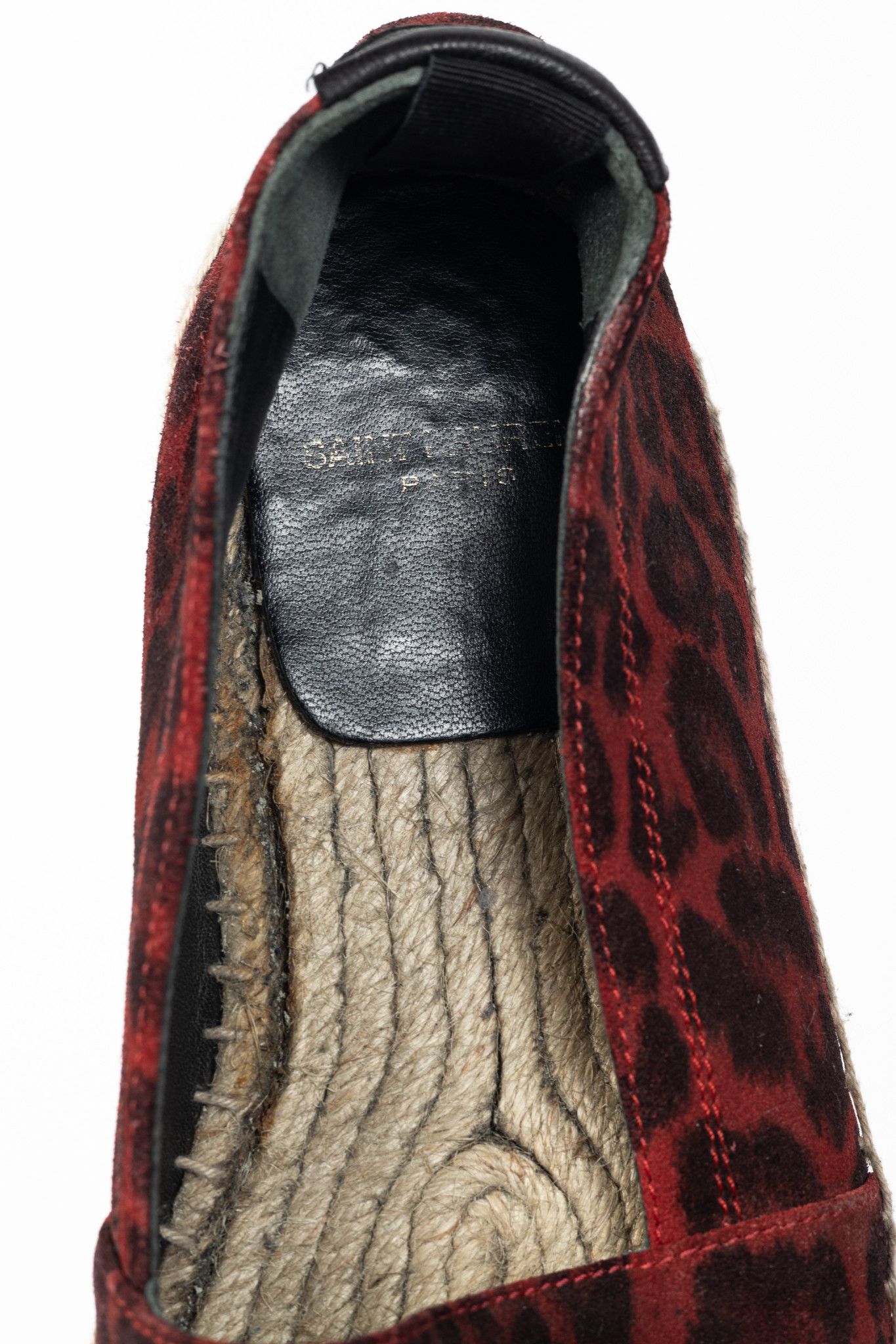 Saint Laurent Paris Saint Laurent Red Leopard Suede Flat Espadrilles Size US 4 / IT 34 - 10 Thumbnail