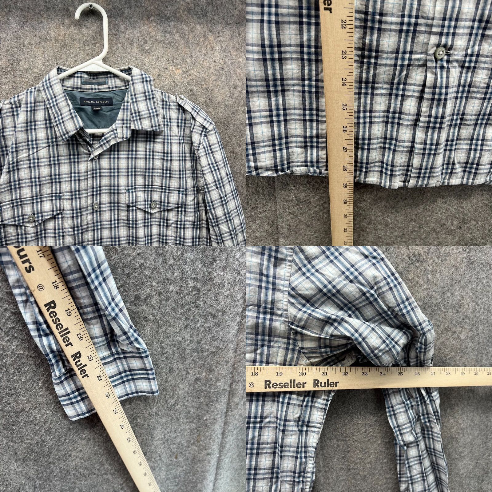 Banana Republic VINTAGE Banana Republic Shirt Men Medium White Blue Plaid Button-Down Cotton Casual Size US M / EU 48-50 / 2 - 8 Thumbnail
