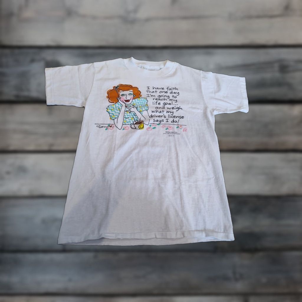 Vintage VINTAGE Hallmark T-Shirt 90s Denise Graphic Print White M Size Men Single Stitch Made In USA Size US M / EU 48-50 / 2 - 1 Thumbnail