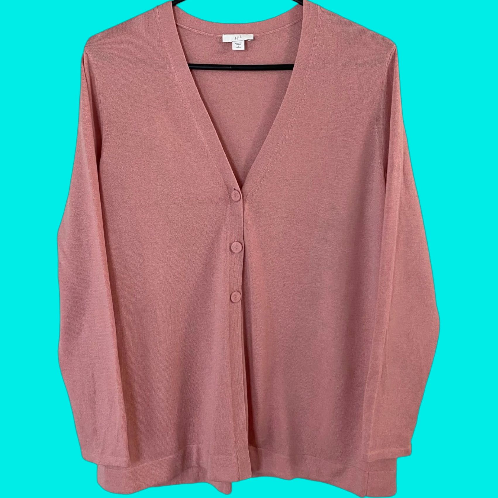 J. Jill J.Jill Cardigan Sweater V-Neck Pink Small Petite Wool Long-Sleeve Button-Front Women Size S / US 4 / IT 40 - 1 Thumbnail