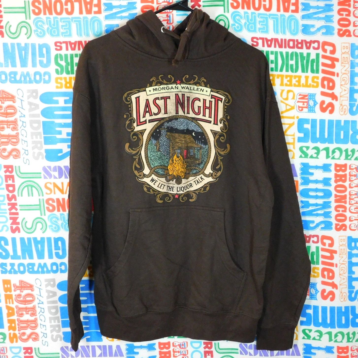 Morgan Wallen Last Night Tour 2024 Hoodie Size M Brown