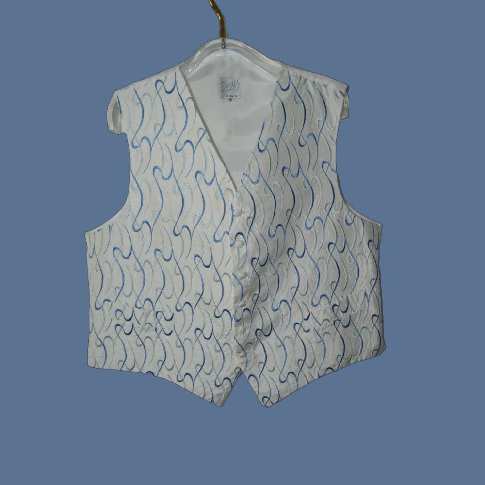 Bill Blass Beau Monde Mens Vest Waistcoat White 48 VEST Regular 48 White Striped Button Collarless Bill Blass Men Mens Waistcoat-Vest Vintage? No. Size US M / EU 48-50 / 2 - 1 Thumbnail