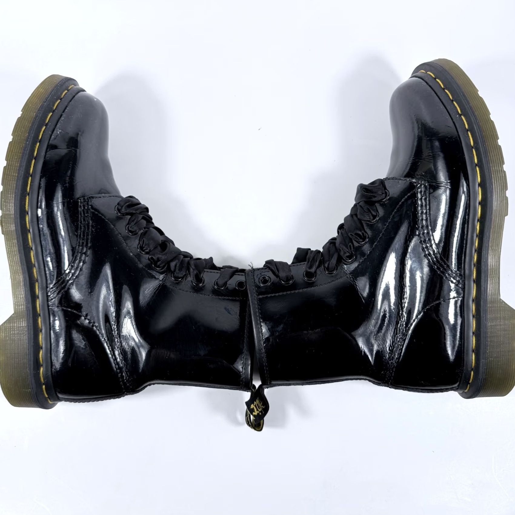 Dr. Martens Dr. Martens Boots Women 8-Eyelet Lace Up Black Patent Leather 11821 Combat Shoes Women Size US 5 / IT 35 - 6 Thumbnail