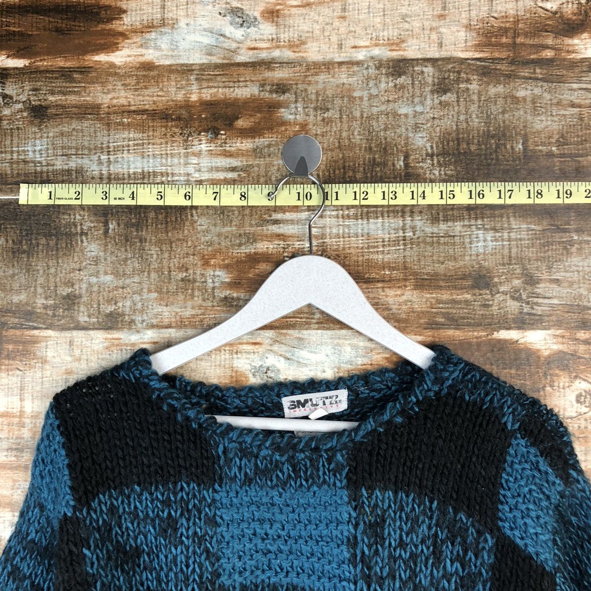 Vintage Smotz Blue Checkred handknit Knitwear #A1375 Size US L / EU 52-54 / 3 - 4 Thumbnail