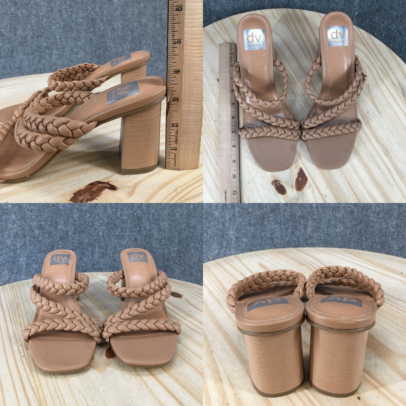Dolce Vita Dolce Vita Halleigh Sandal Womens 9.5 Brown Braided Strap Block Heels Slide Size US 10 / IT 40 - 8 Thumbnail