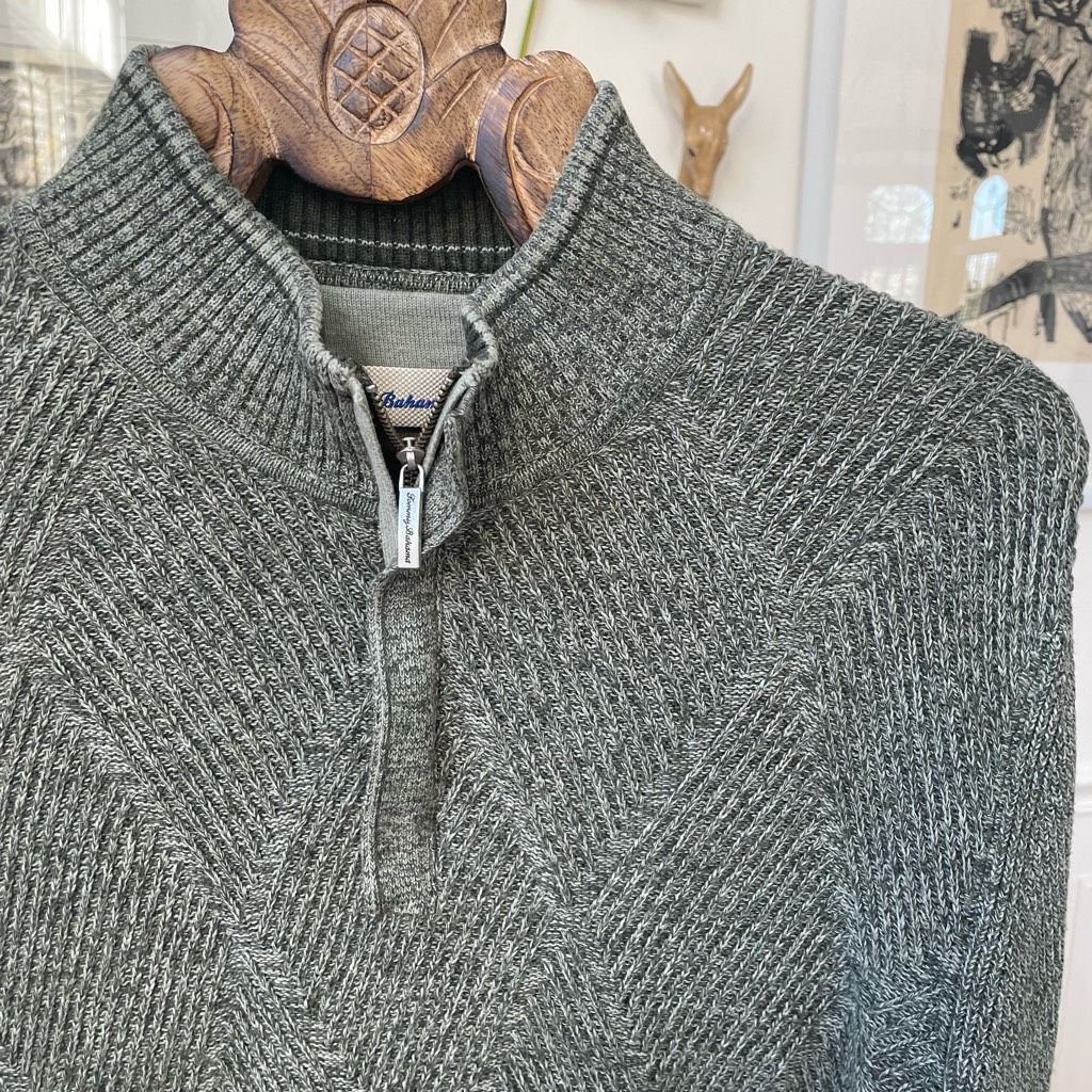 Tommy Bahama Tommy Bahama 1/4 Zip Cotton Sweater Green L Size US L / EU 52-54 / 3 - 2 Thumbnail